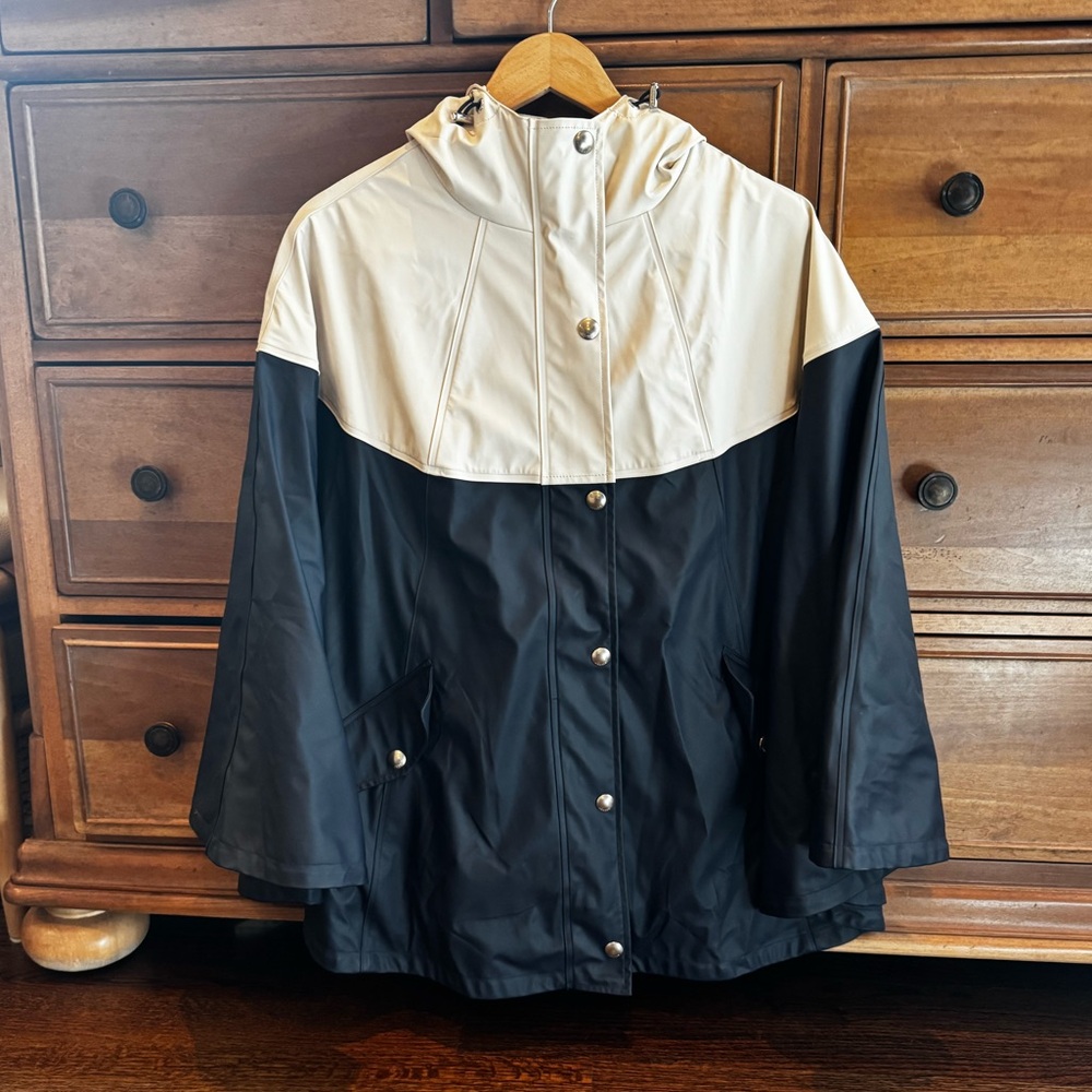 Joules Rain Cape Navy and White Size S/M
